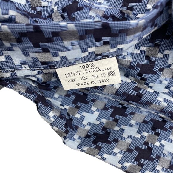 Etro Italy Blue White Button Cotton Cufflink French Cuff Shirt Men's US Large 16 - Picture 4 of 14